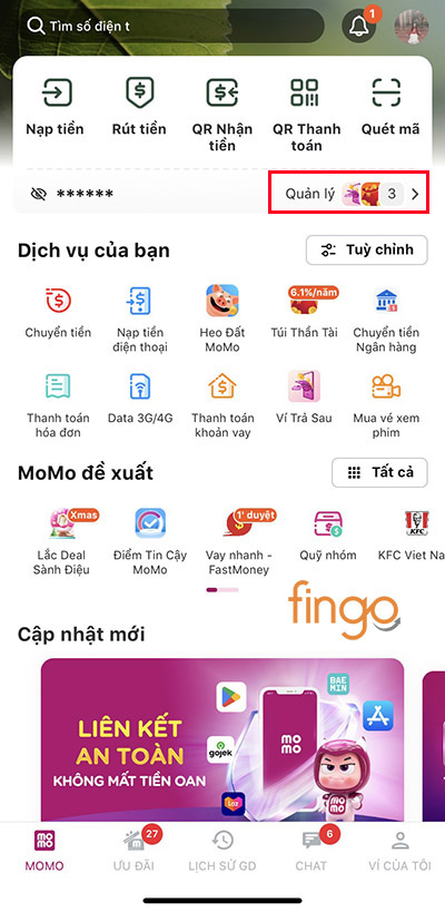Chọn "Quản lý tài khoản"