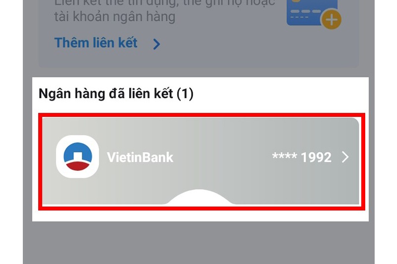 Chọn ngân hàng muốn hủy liên kết