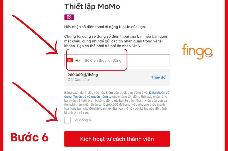 Nhập số điện thoại để thanh toán