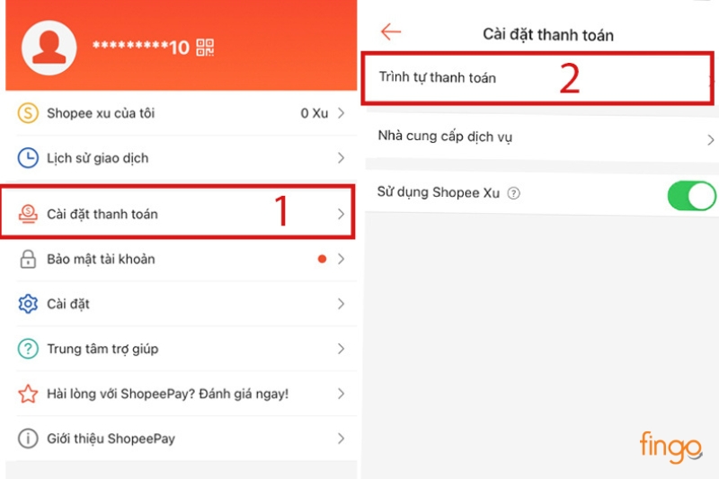 Nhấn chọn " Trình tự thanh toán"