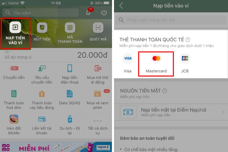 Đăng nhập để nạp tiền bằng thẻ quốc tế