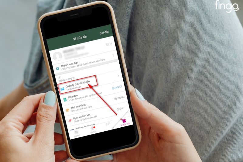 Chọn chức năng quản lý tài khoản