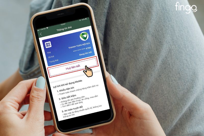 Nhấn chọn hủy liên kết trên màn hình