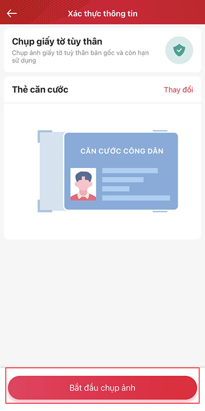 Chụp hình rõ nét CMND/CCCD để xác thực thông tin