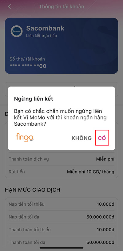 Xác nhận ngừng liên kết 