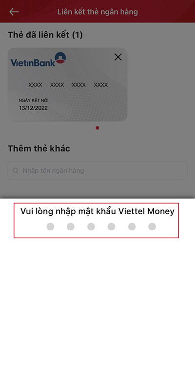 Nhập mật khẩu để xác thực trước khi hủy thẻ