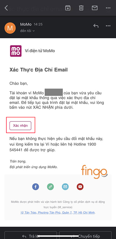 Xác nhận email để chứng minh bạn là người muốn đổi mật khẩu