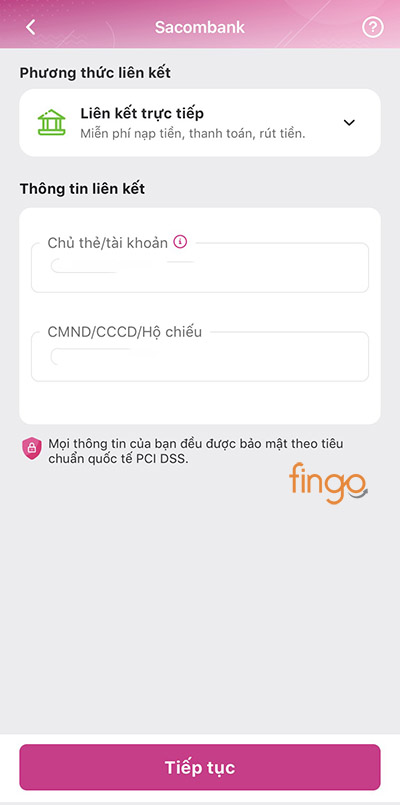 Kiểm tra thông tin và bấm "Tiếp tục"