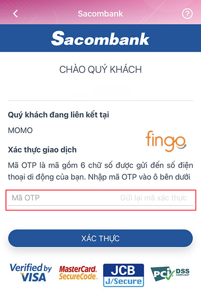 Nhập mã xác thực OTP
