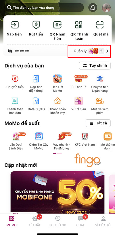 Chọn "Quản lý tài khoản"