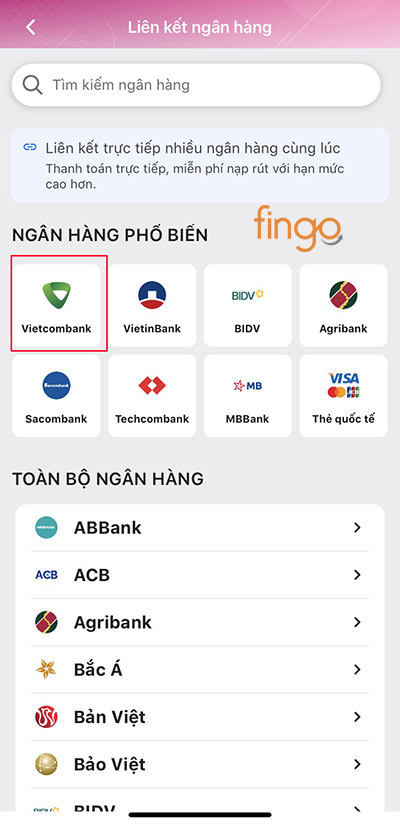 Tìm và chọn logo ngân hàng Vietcombank