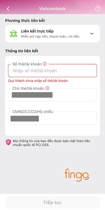 Nhập đầy đủ các thông tin của thẻ và kiểm tra cẩn thận trước khi xác nhận