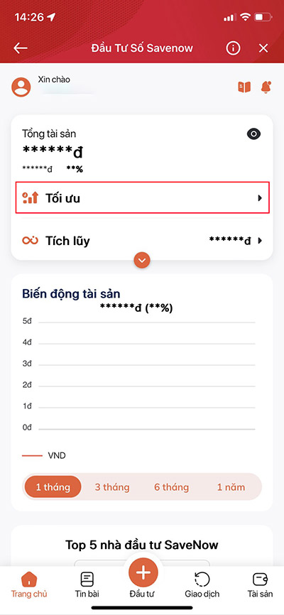 Chọn Danh mục đầu tư bạn dự tính