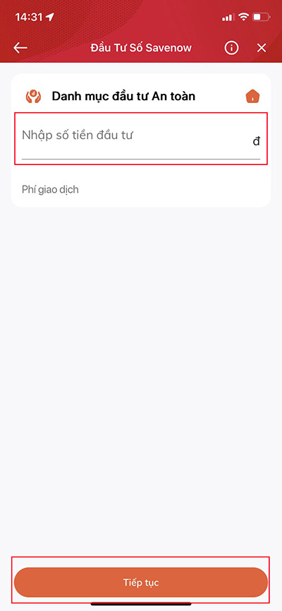 Nhập số tiền đầu tư