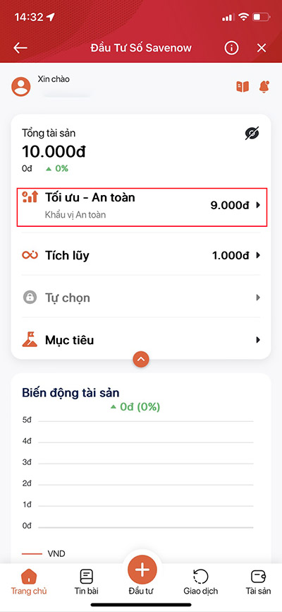 Kiểm tra số tiền đầu tư