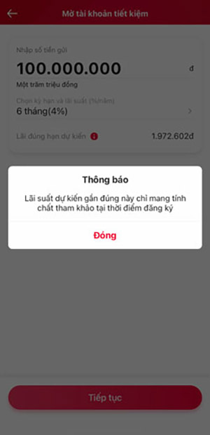 Nhập số tiền và chọn kỳ hạn mong muốn