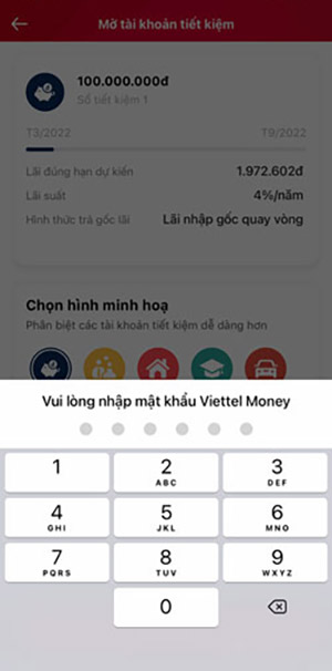 Nhập mật khẩu của Viettel Money và mã OTP để hoàn thành giao dịch
