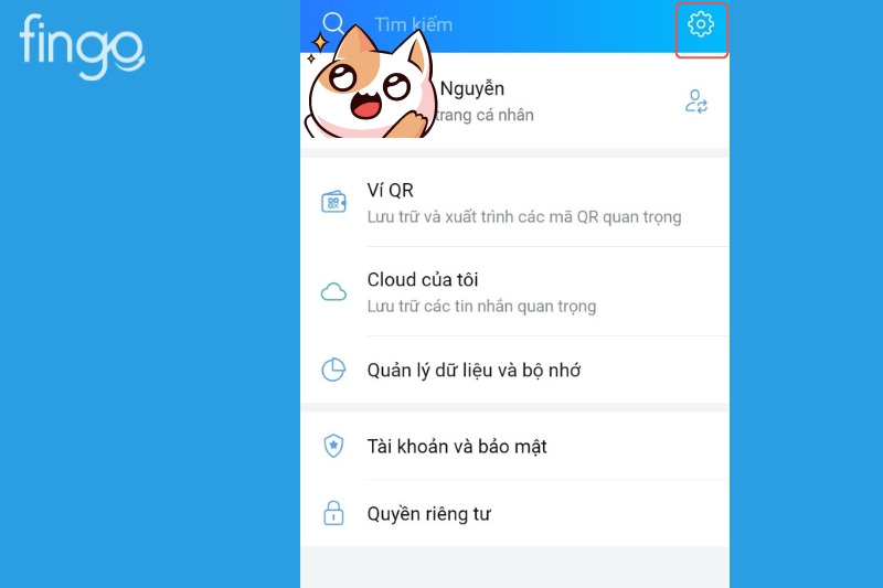 Chọn vào biểu tượng bánh răng cưa