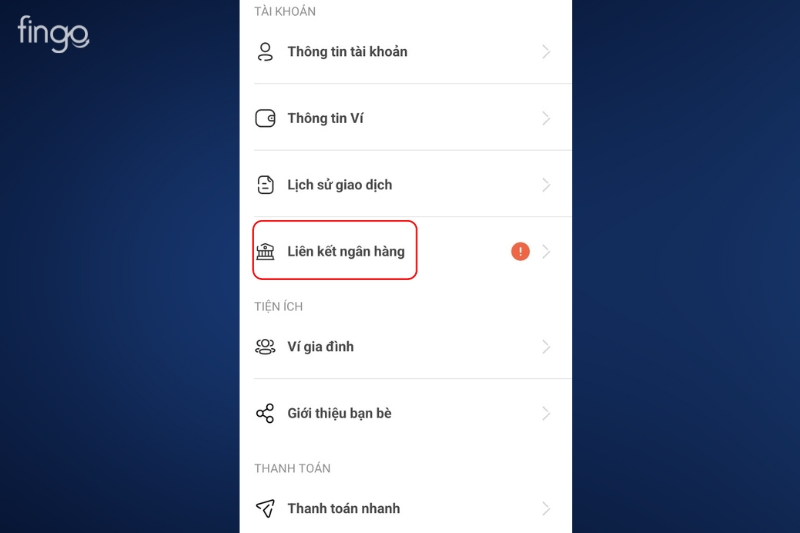 Chọn liên kết ngân hàng