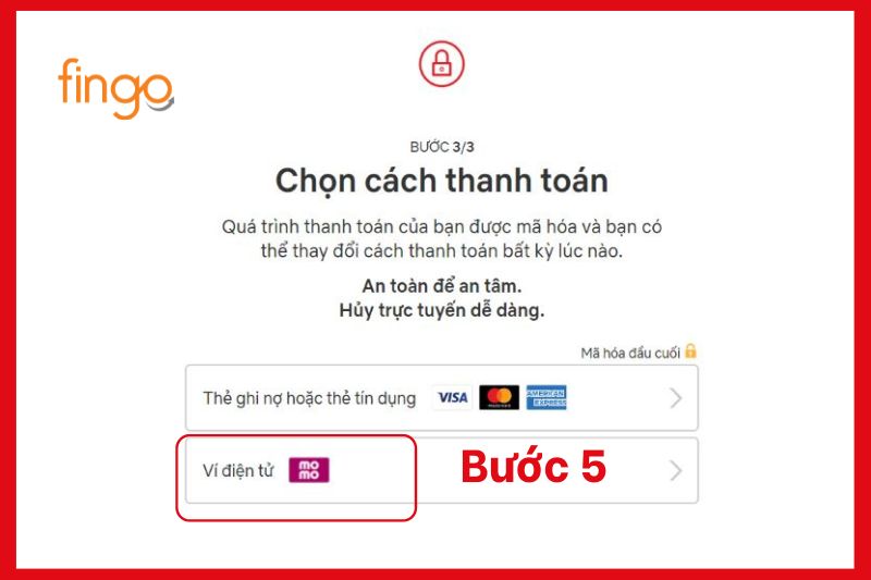 Chọn thanh toán bằng ví MoMo