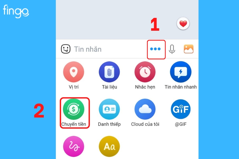 Chuyển tiền qua khung Chat Zalo
