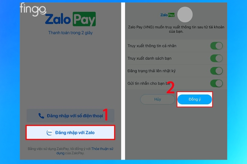 Đăng ký zalopay bằng tài khoán zalo