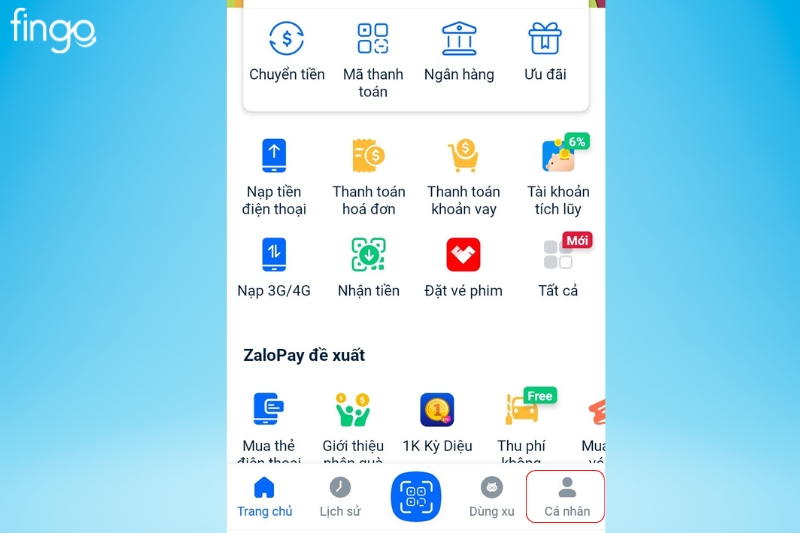 Đăng nhập ZaloPay chọn cá nhân