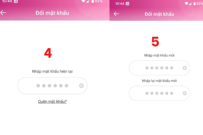 Nhập mật khẩu để hoàn tất đổi mật khẩu
