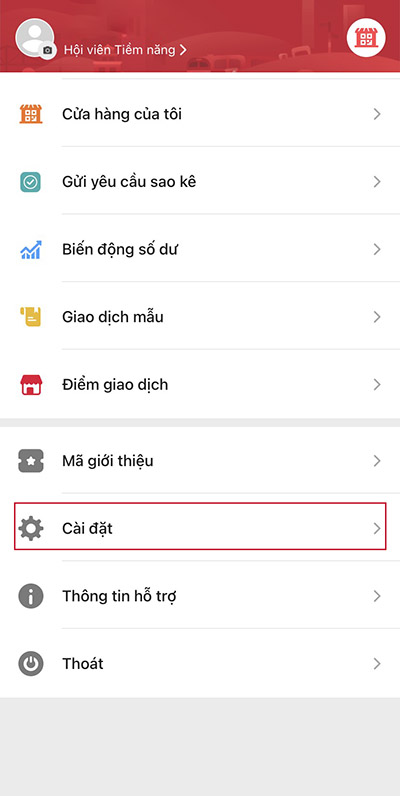 Chọn "Cài đặt"