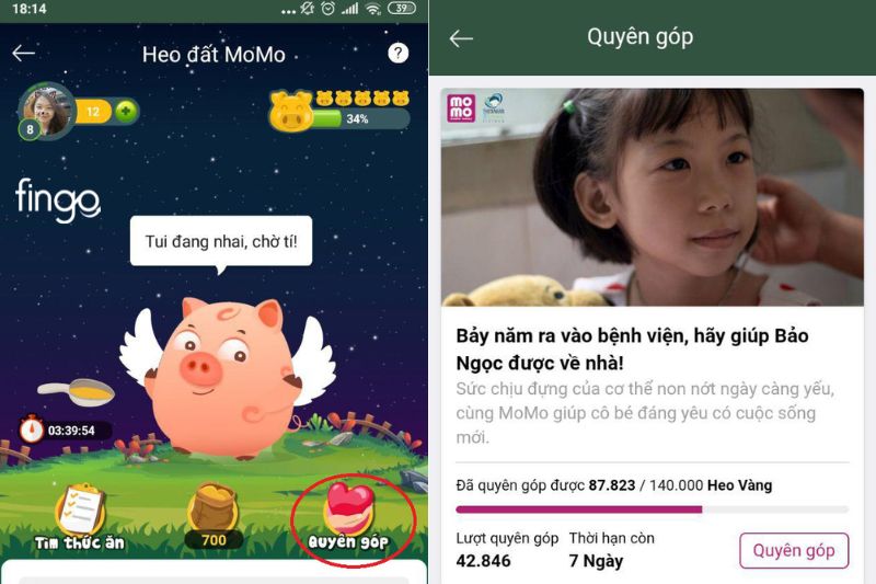 Cách khuyên góp trên MoMo