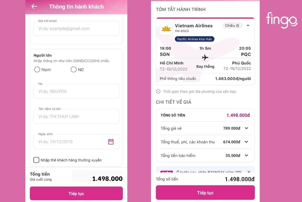Kiểm tra thông tin và tiến hành thanh toán