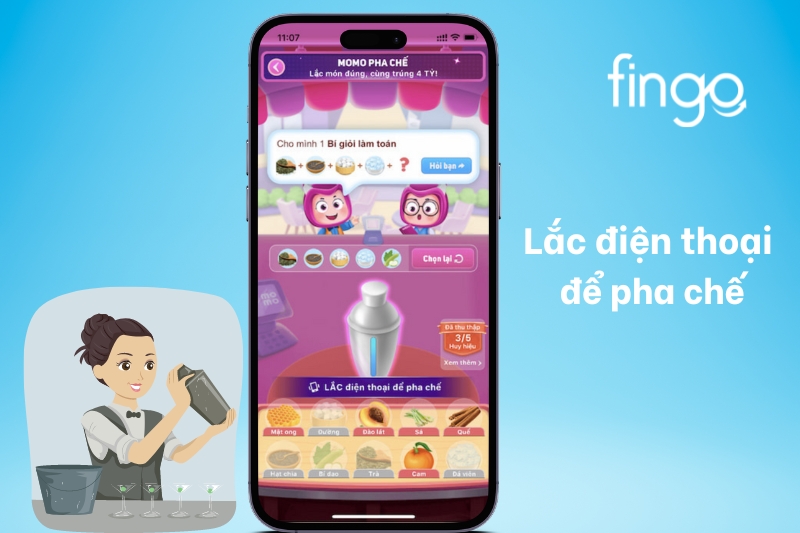 Lắc điện thoại để pha chế