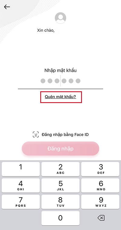 Bấm "Quên mật khẩu"
