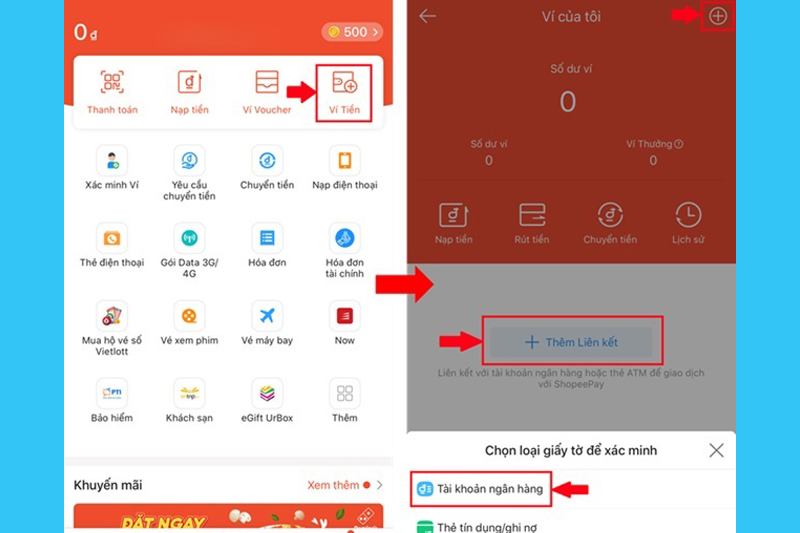 Chọn tài khoản ngân hàng để tiếp tục liên kết