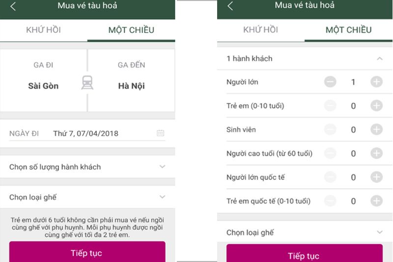 Nhập thông tin chuyến tàu 