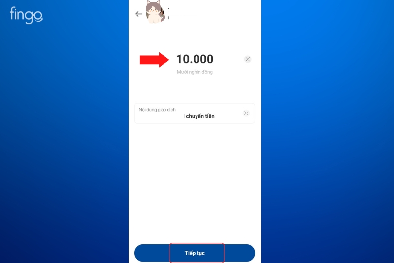 Nhập số tiền cần chuyển