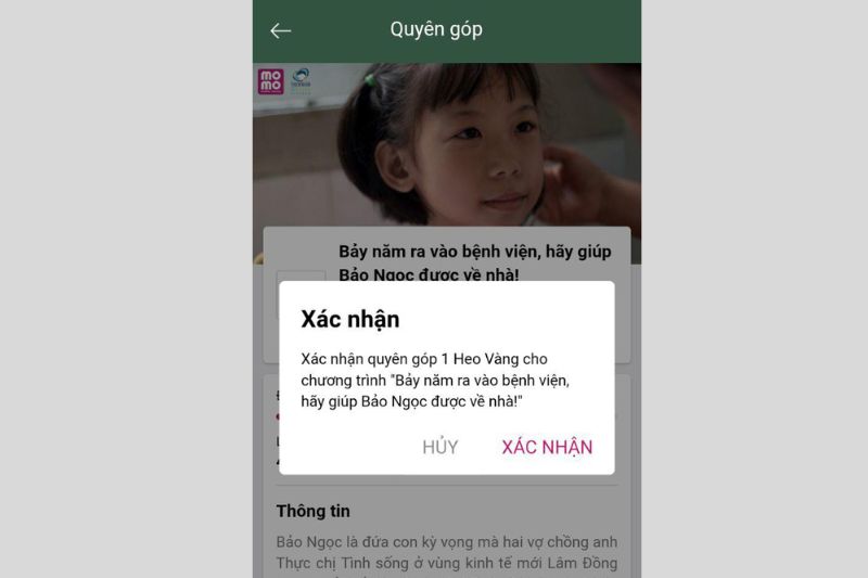 Xác nhận khuyên góp để hoàn tất quá trình