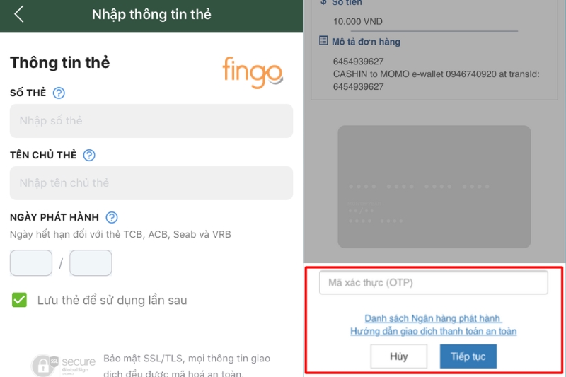 Xác nhận thông tin giao dịch