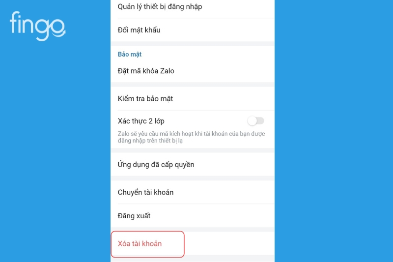 Xóa tài khoản