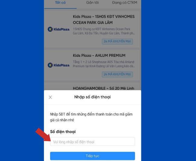 Nhập số điện thoại