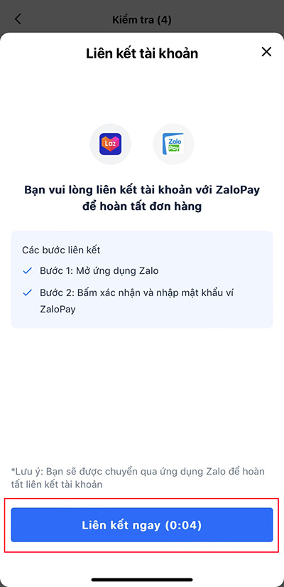 Nhấn "Liên kết ngay"