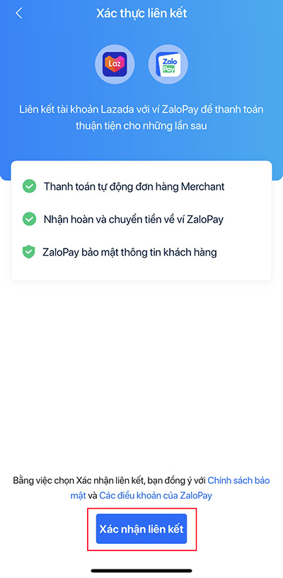 Nhấn "Xác nhận liên kết"