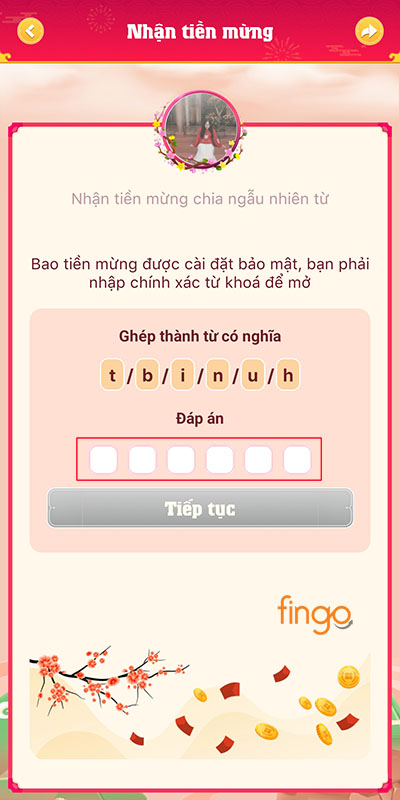 Nhập đáp án để nhận lì xì MoMo