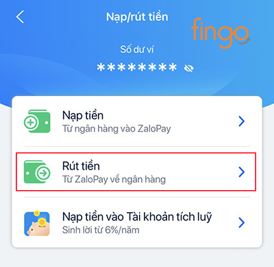 Chọn Rút tiền
