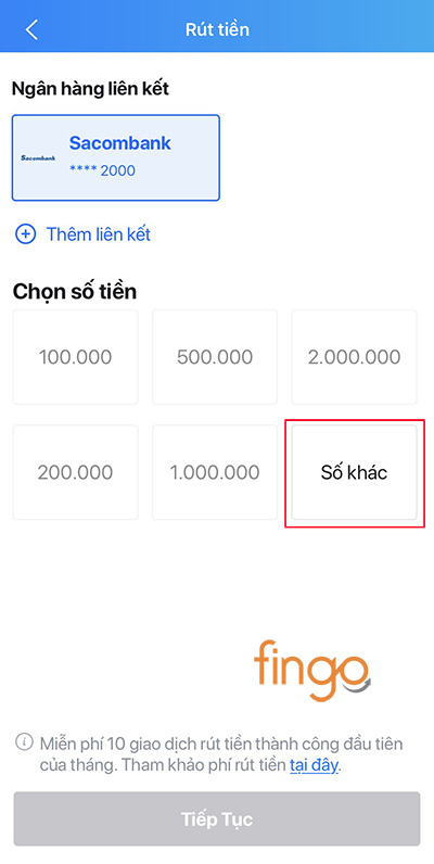 Nhập số tiền bạn muốn rút