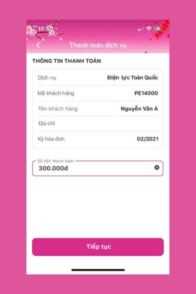 Kiểm tra thông tin và số tiền thanh toán