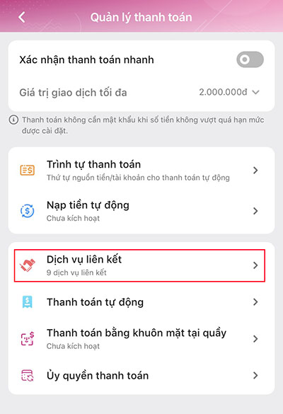 Chọn Dịch vụ liên kết