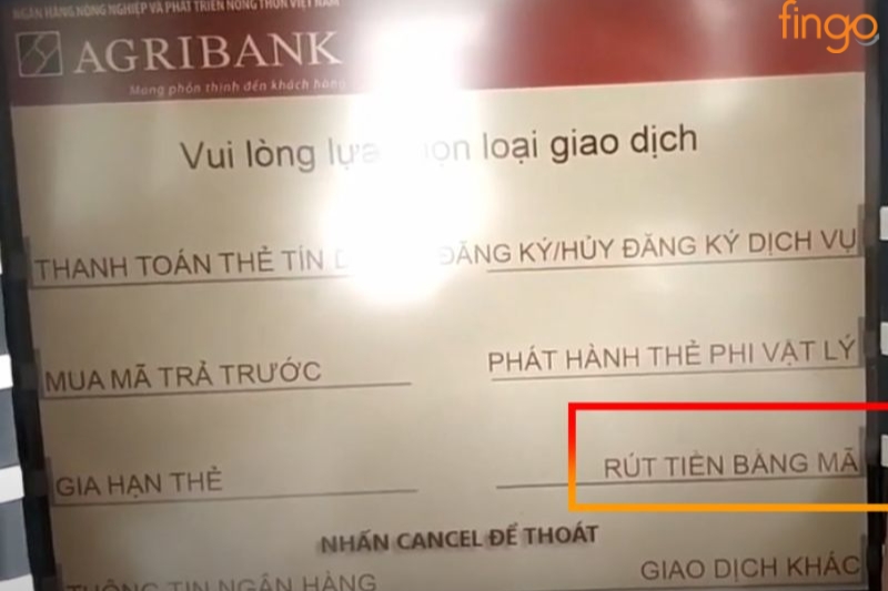 Cách rút tiền ATM Agribank bằng mã QR