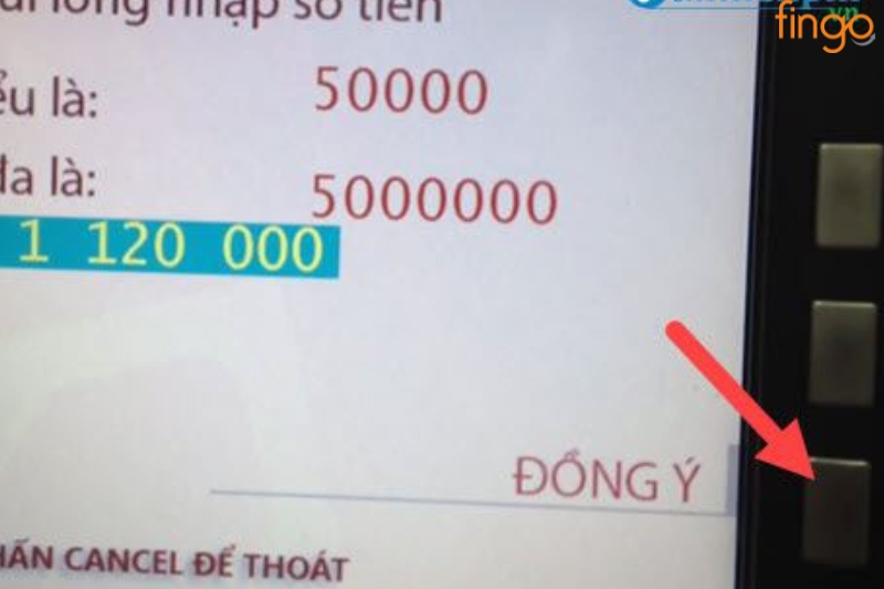 Nhập số tiền bạn cần rút tại ATM Agribank