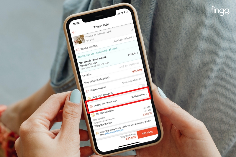 Chọn phương thức thanh toán "Ví ShopeePay"